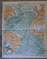 "Atlanti óczeán térképe" cca 1900 A Pallas Nagylexikon térkép melléklete