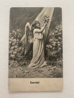 Antik vallásos képeslap SZERETET, postatiszta