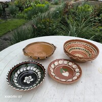 Retro kerámia mázas, festett tányér,tál falidisz Sárospataki  eladó! 4 db