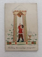 Régi magyaros karácsonyi üdvözlő képeslap, postatiszta