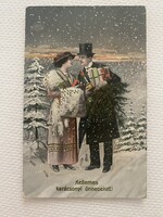 Régi karácsonyi ünnepi üdvözlő képeslap, postatiszta