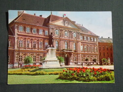 Képeslap,Szombathely,Berzsenyi tér,szobor,tanácsháza látkép,részlet, 1970-