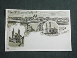 Képeslap,reprodukció,Szombathely,templom,zsinagóga,Szill Kálmán utca látkép,részlet, 1990-