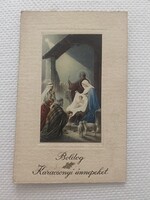 Antik karácsonyi vallásos üdvözlő képeslap, postatiszta