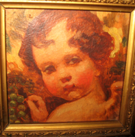GARANTÁLTAN EREDETI CSODÁS  VERESS ZOLTÁN / 1868-1935 / : PUTTO SZŐLŐVEL 1920