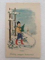 Régi "Boldog magyar karácsonyt" üdvözlő képeslap, postatiszta
