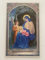 Régi karácsonyi vallásos üdvözlő képeslap, postatiszta