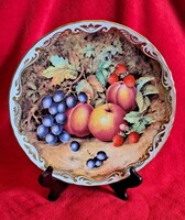 Gyümölcs csendéletes porcelán tányér, Royal Worcester dísztányér 4 (M5544)