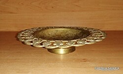 Talpas réz kínáló áttört szélű dúsan cizellált asztalközép - 16 cm (KV)