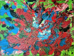 ZSM Absztrakt festmény  30 cm/40 cm vászon, akril - Mozaik :)