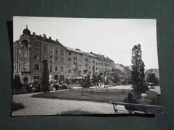 Képeslap,Szombathely,Köztársasági tér,park,üzletek látkép,részlet, 1960-