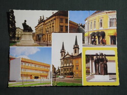 Képeslap,Szombathely,mozaik,Népfőiskola,templom,Szily tér,szobor,utca látkép,részlet, 1984-