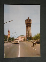 Képeslap,Siófok,Szabadság tér,víztorony,Ikarus autóbusz látkép,részlet, 1970-