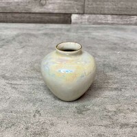 Hollóháza Hungary gyöngyház fényű mini porcelán váza