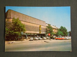Képeslap,Siófok,Sió ÁFÉSZ áruház,autó látkép,részlet, 1971-
