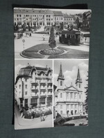 Képeslap,Szombathely,mozaik,Szabadság tér,villamos,templom,szálló látkép,részlet, 1960-
