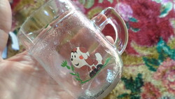 Retro , üveg , gyerekbögre , Zdenek Miler ( Kisvakond ) figurájával , jó állapotban .
