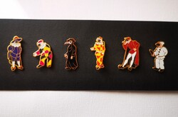 Kitűzők, olasz színházi karakterek 6db