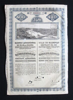 Budapest Székesfőváros kötelezvény 400 korona / 420 frank 1911