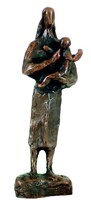 Borsos Miklós - Anya gyermekével 20 cm bronz