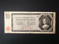 Cseh-Morva Protektrorátus 50 Korun 1940 VG