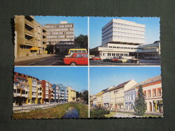 Képeslap,Szombathely,mozaik,Városháza,szálló,park,lakótelep,utca látkép,részlet, 1984-