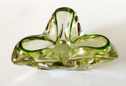 FRANTISEK ZEMEK THICK CZECH ART GLASS CIGAR ASHTRAY, DECORATIVE PLATE