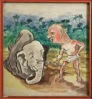 István Pesthy (1906-1972) caricature 1930-40. | Pesti posta political caricature