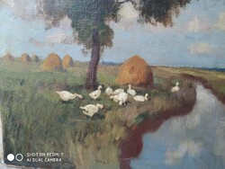 Olgyay Ferenc(1872-1939) : Liba legeltetés olaj-vászon technika.