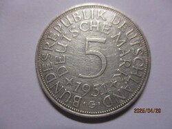 NSZK.   Ezüst 5 márka 1951 G. Az első év !  VF/XF