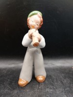 Ráhmer Mária (1911 - 1998) : Szaxofonos fiú, mázas kerámia,16 cm-es. 8647