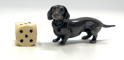 Jelzett PV-s ritka ezüst tacskó kutyus 2.9x6cm (Ag 800) RZ