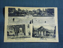 Képeslap,Bonyhád,mozaik,strand,Perczel Mór kastély,szobor látkép,részlet, 1951-