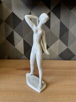 Veress Miklós Törülköző Akt, Fehér Drasche porcelán figura
