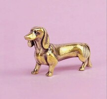 Öntött réz kutya(tacskó) figura