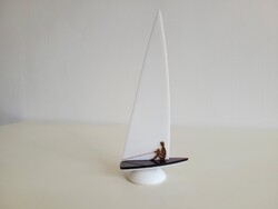 Retro régi Balatoni Emlék műanyag 21 cm plexi vitorlás vitorláshajó mid century hajó emléktárgy dísz