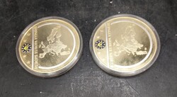 Euro érme, 100 Euros diszérme, tökéletes állapotban. 2 db. 7,5cm-es. 3515b