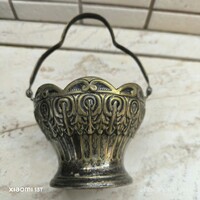 Antique Copper Basket, 9 x 17 x 8 cm for Sale