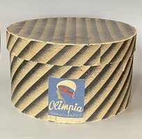 Olimpia Svájci sapka nagy kerek csíkos art deco kalapdoboz c1930