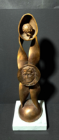 Farkas Pál 45 cm magas bronz szobor, márvány talapzaton -  Szilárd Leó emlékére - Csírázó mag