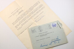 KÉZIRAT Tersánszky Józsi Jenő író levele Vargha Kálmán irodalomtörténészhez borítékkal Szép darab !!