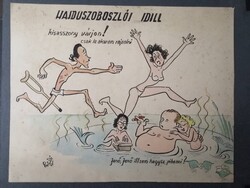 HAJDÚSZOBOSZLÓI IDILL - EREDETI KARIKATÚRA