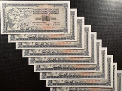 *** 10 db UNC sorszámkövető 1981-es 1000 dínár ***
