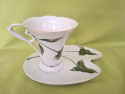 Szecesszió stílusu, angol porcelán teás, kávés csésze tányérral ( 2 darab)