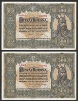 500 korona 1920 sorszámkövető pár VF