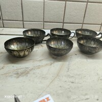 Antique Copper Coffee Set, 6 Cups and Saucers for Sale!