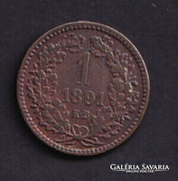 1 Krajcár / Kreuzer 1891 KB (Körmöcbánya)