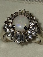 Gyönyörü Vintage 925 sterling ezüst opál cirkonia gyürü 54 méret