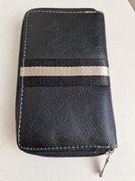 Fekete, új, cipzáras műbőr pénztárca