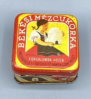 Régi fémdoboz Békési Mézcukorka Hangya Szövetkezet 1930-1940